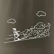 Kreslený lyžař na horách