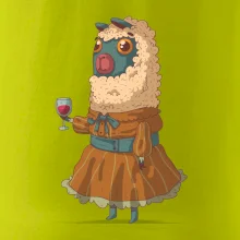 Alpaka s vínem žena