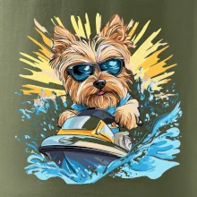 Yorkšírský teriér na vodním skútru