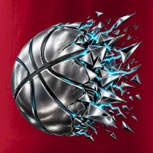 Kovový basketbalový míč s elektrickými střepy