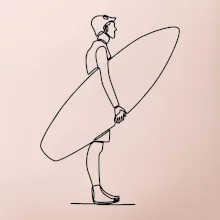 Surfař stojící jedním tahem