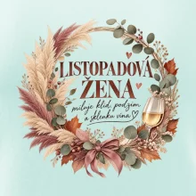 Listopadová žena s bílým vínem v boho věnci