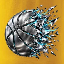 Kovový basketbalový míč s elektrickými střepy