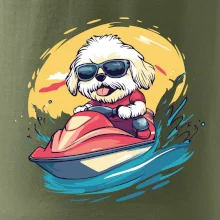 Lhasa Apso na vodním skútru