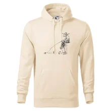 Kreslený rybář na pařezu