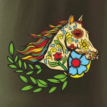 Kůň barevný s listy