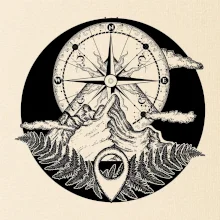 Cestování - hory kompas