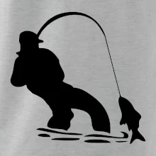 Rybář tahající rybu