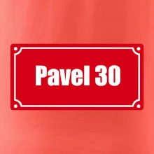 Jméno a věk - uliční cedule - červená