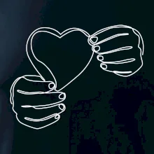 Ruka držící srdce  jedním tahem