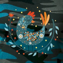 Folklor - slepice s kopretinou