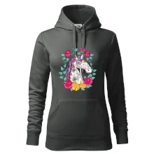 Kůň barevný s květinami