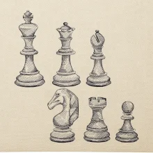 Šachové figurky kreslené