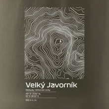 Velký Javorník - vrstevnice v obdélníku
