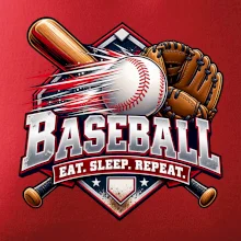 Baseballová pálka s rukavicí eat sleep repeat