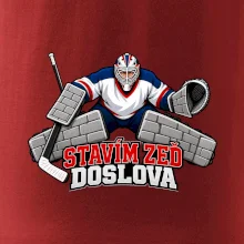 Hokejový brankář staví zeď