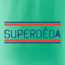 SUPERDĚDA nápis modro červený