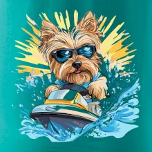 Yorkšírský teriér na vodním skútru