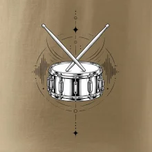 Symetrický buben s paličkami - minimalistická rytmická grafika