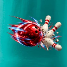 Bowlingová koule v akci a padající kuželky