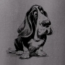 Černobílá karikatura baset