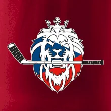 Lev s hokejkou v tlamě - Česká vlajka