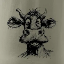 Černobílá karikatura světlá kráva hlava