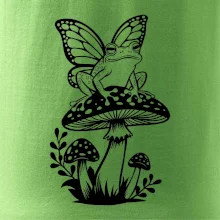 Goblincore černá houba se žábou