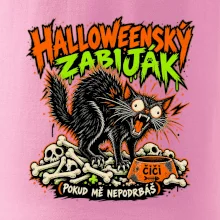 Halloweenský černý kocour čeká na podrbání