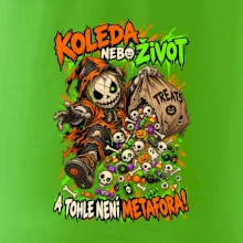 Halloweenský koledník s pytlem strašidelných sladkostí