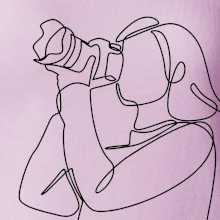 Fotografka stojící jedním tahem