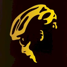 Hlava cyklista zlatá