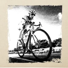 Cyklista černobílá cesta