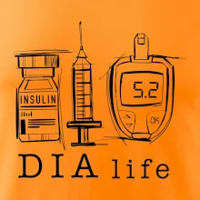 D I A life - kreslený insulin injekce a glukometr