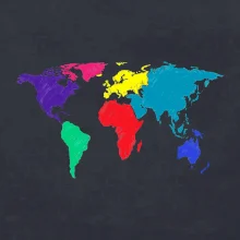 Světové kontinenty bez názvů - barevné