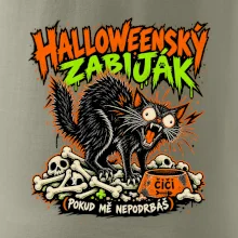 Halloweenský černý kocour čeká na podrbání