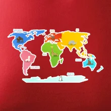 Světové kontinenty s názvy a zvířátky