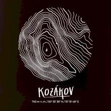 Kozákov - vrstevnice v kruhu