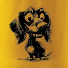 Černobílá karikatura jezevčík