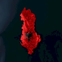 Mapa Albánie reliéf hor