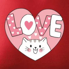 Kočka love - růžové srdce