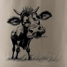 Černobílá karikatura kráva stojící