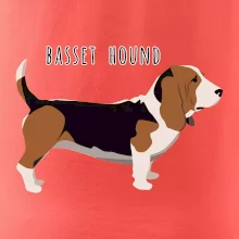Basset hound pes s nápisem