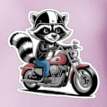 Mýval na motorce kreslený