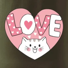 Kočka love - růžové srdce