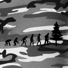 Evoluce dřevorubec - pila a strom