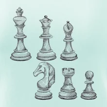 Šachové figurky kreslené