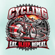 Cyklistické kolo mezi horami eat sleep repeat