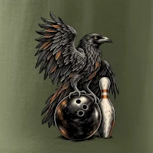 Bowling havran s koulí a kuželkou
