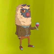 Alpaka s vínem muž